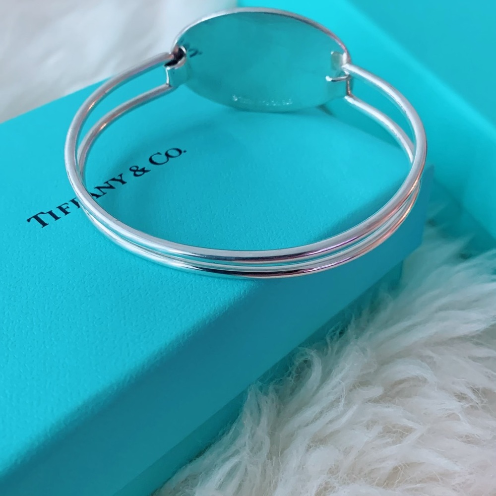 Tiffany & Co. Silver Round ID Cuff Bracelet with Tiffany Blue Box - Picture 4 of 12